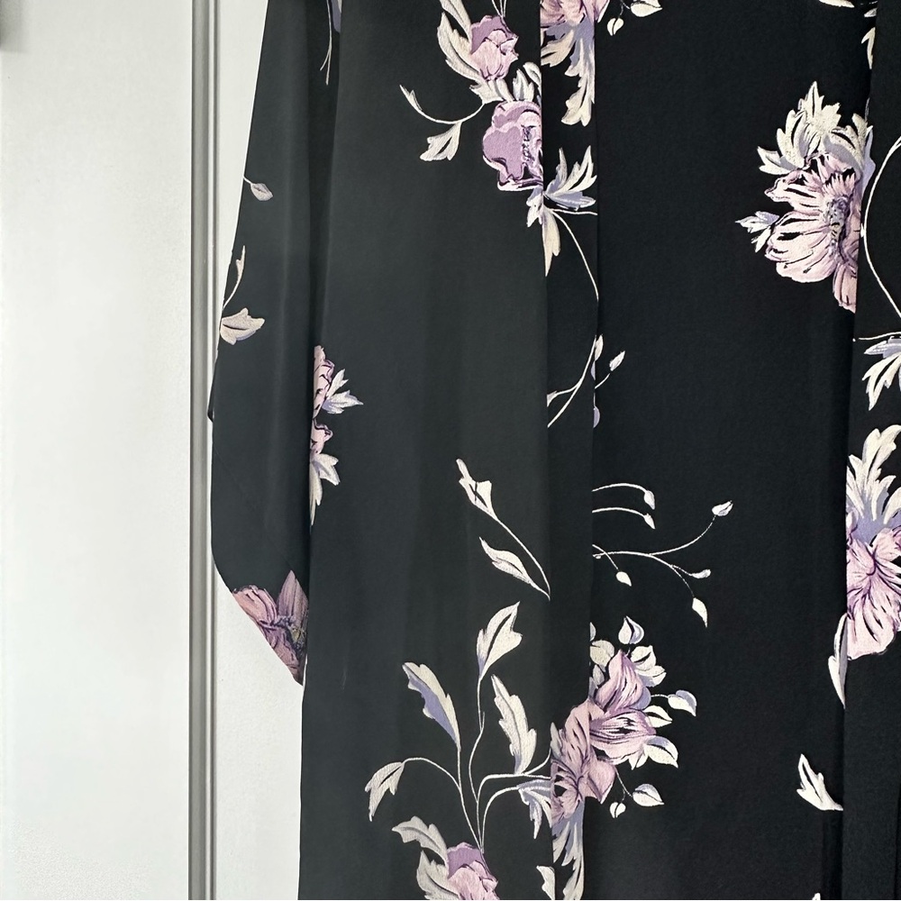 Vintage Judy Knapp California 80s floral open front kimono Size small black - Picture 6 of 6